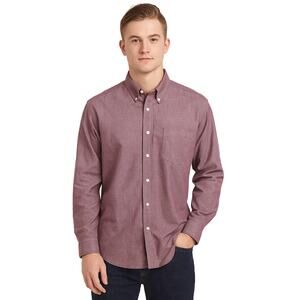 Duluth Trading Button-Down Shirt Men's XL 100% Cotton Long Sleeves Burgundy/Plum